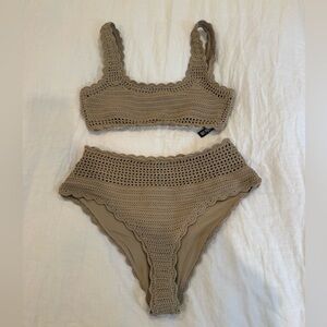 Beach Riot Crochet Bikini Top in Beige
